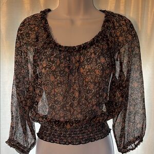 Floral Sheer Size S - Black/Pink Blouse